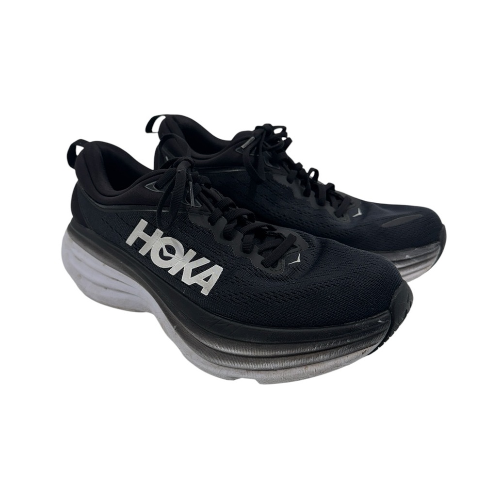 Hoka One One Bondi 8 Athletic Running Sneaker Shoes Black White Size 9 B - Picture 10 of 10